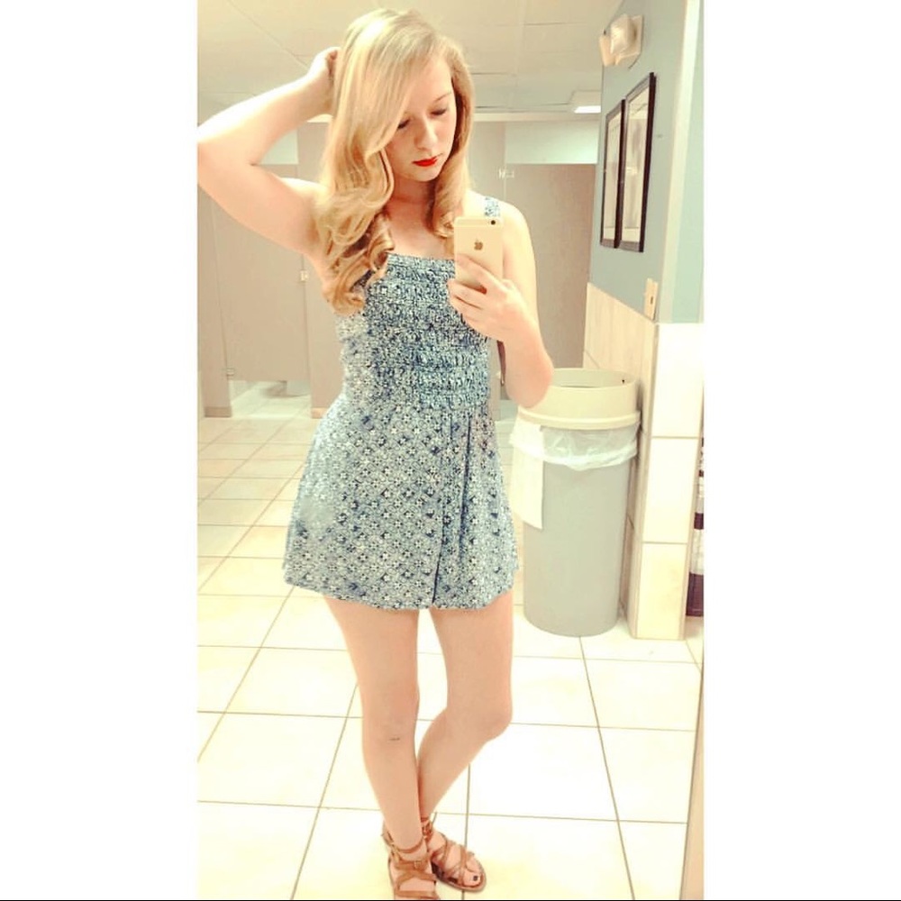 Blue floral romper
